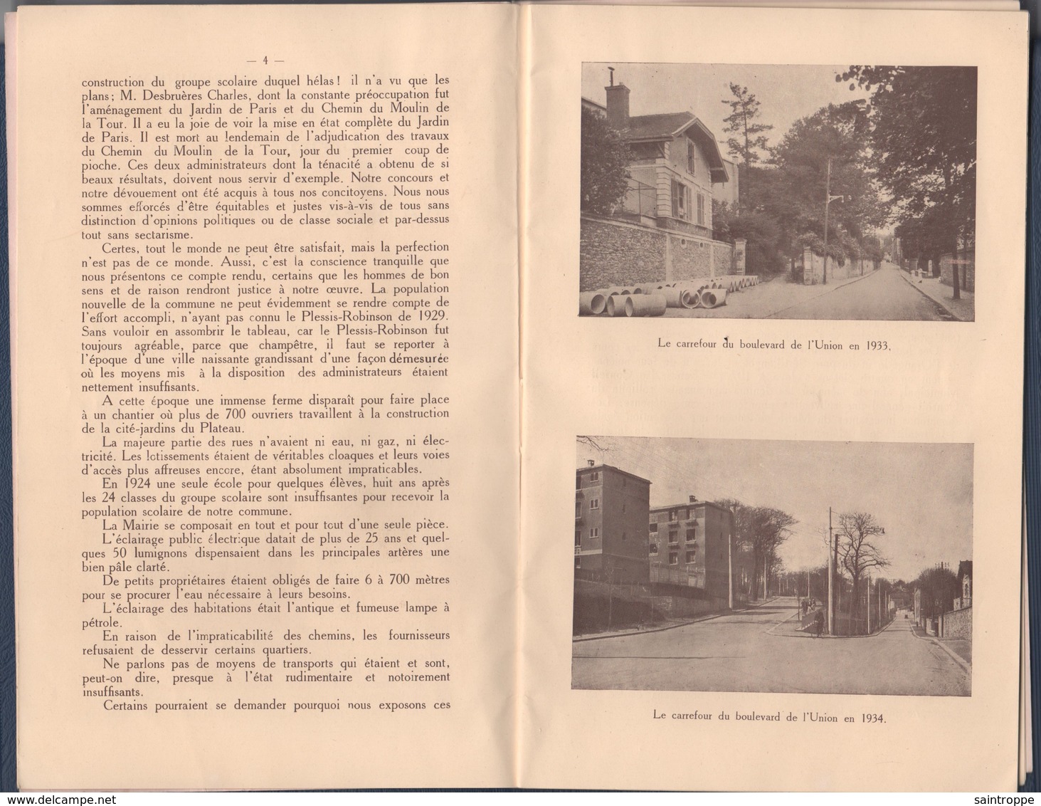 Le Plessis-Robinson.Elections Municipales 1935.Compte-Rendu Mandat 1929-1935.Camion municipal,Pompier.10 scans.