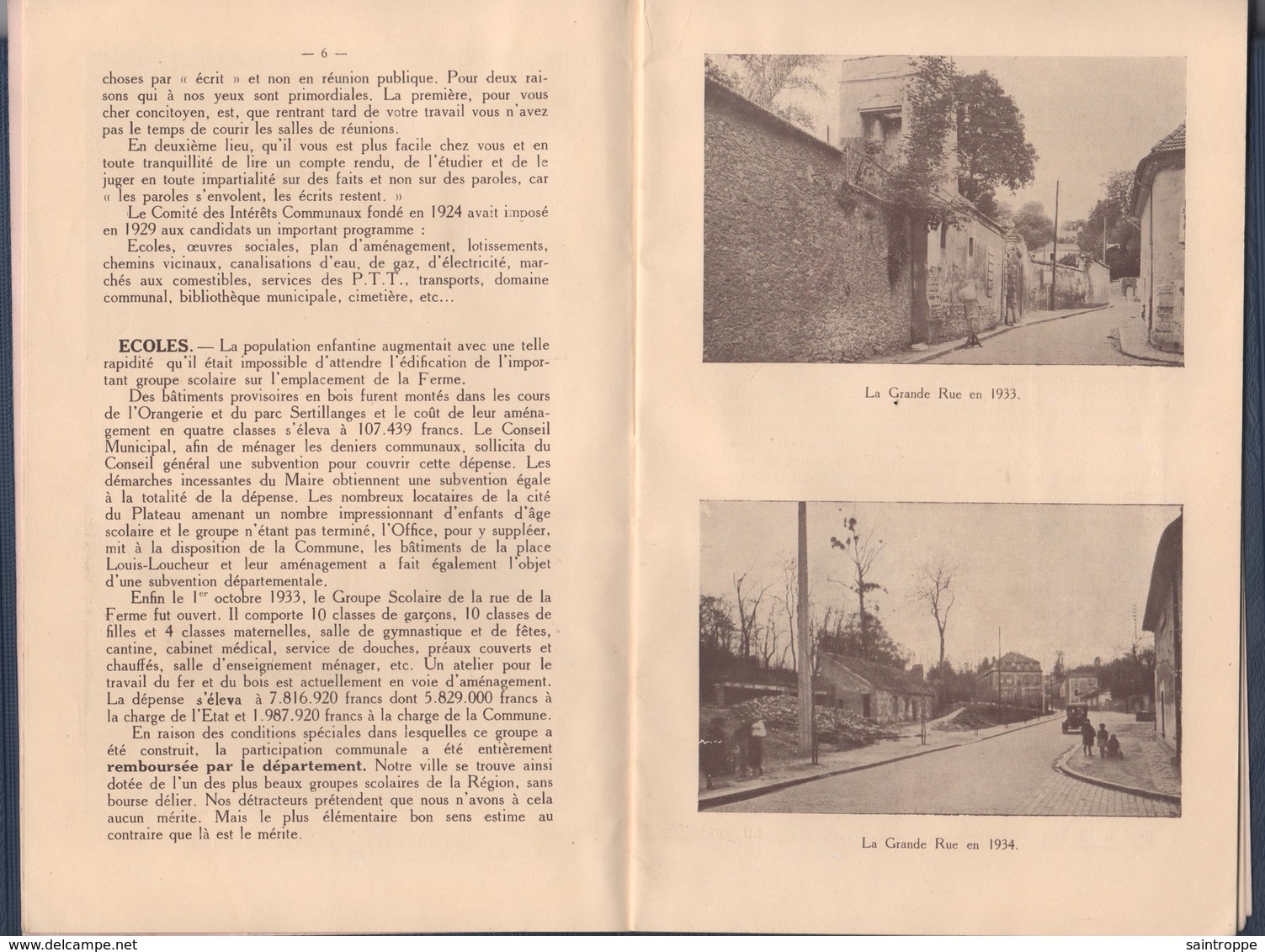 Le Plessis-Robinson.Elections Municipales 1935.Compte-Rendu Mandat 1929-1935.Camion municipal,Pompier.10 scans.