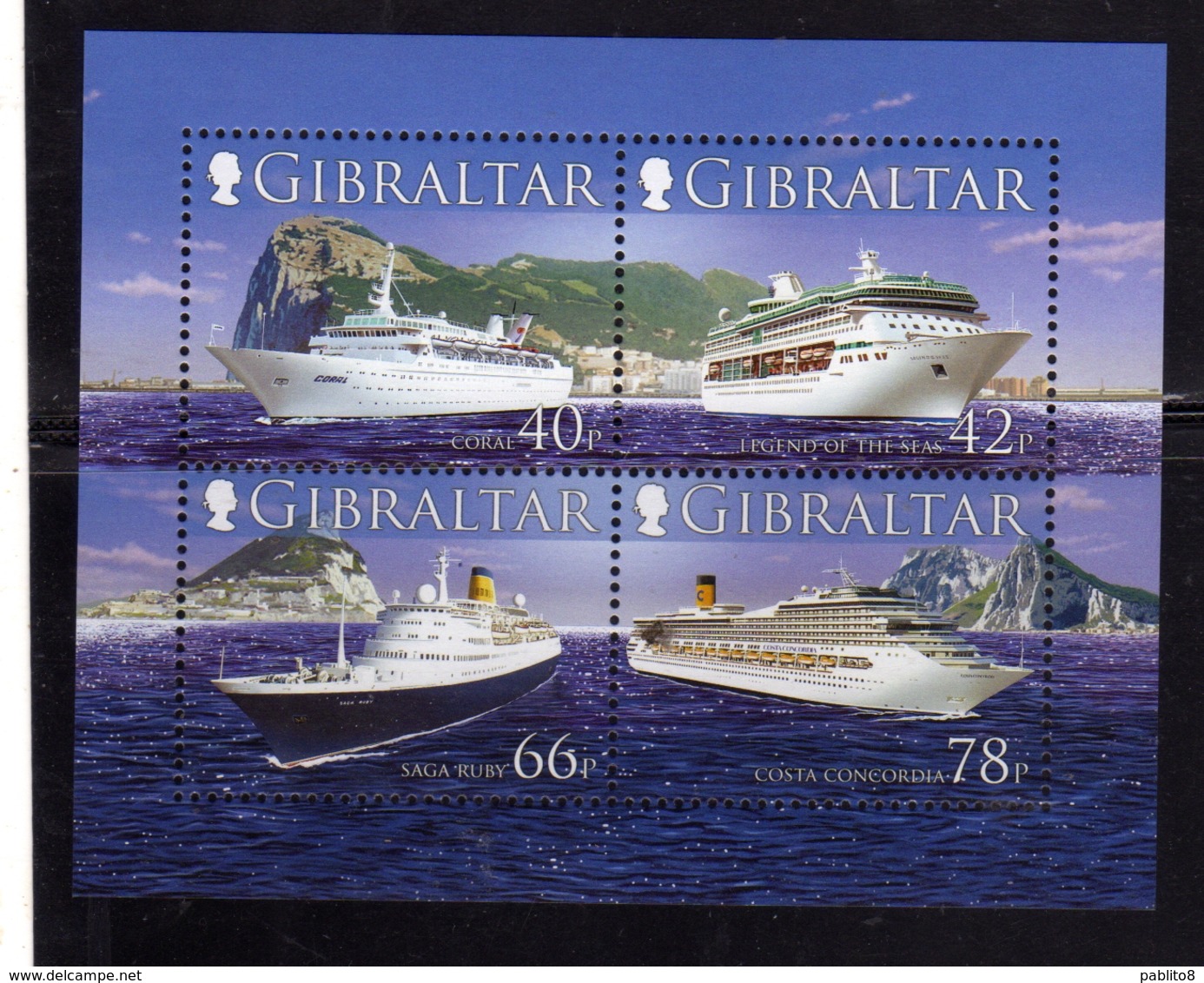 GIBRALTAR GIBILTERRA 2006 CRUISE SHIPS NAVI DA CROCIERA BLOCK SHEET BLOCCO FOGLIETTO BLOC FEUILLET MNH - Gibilterra