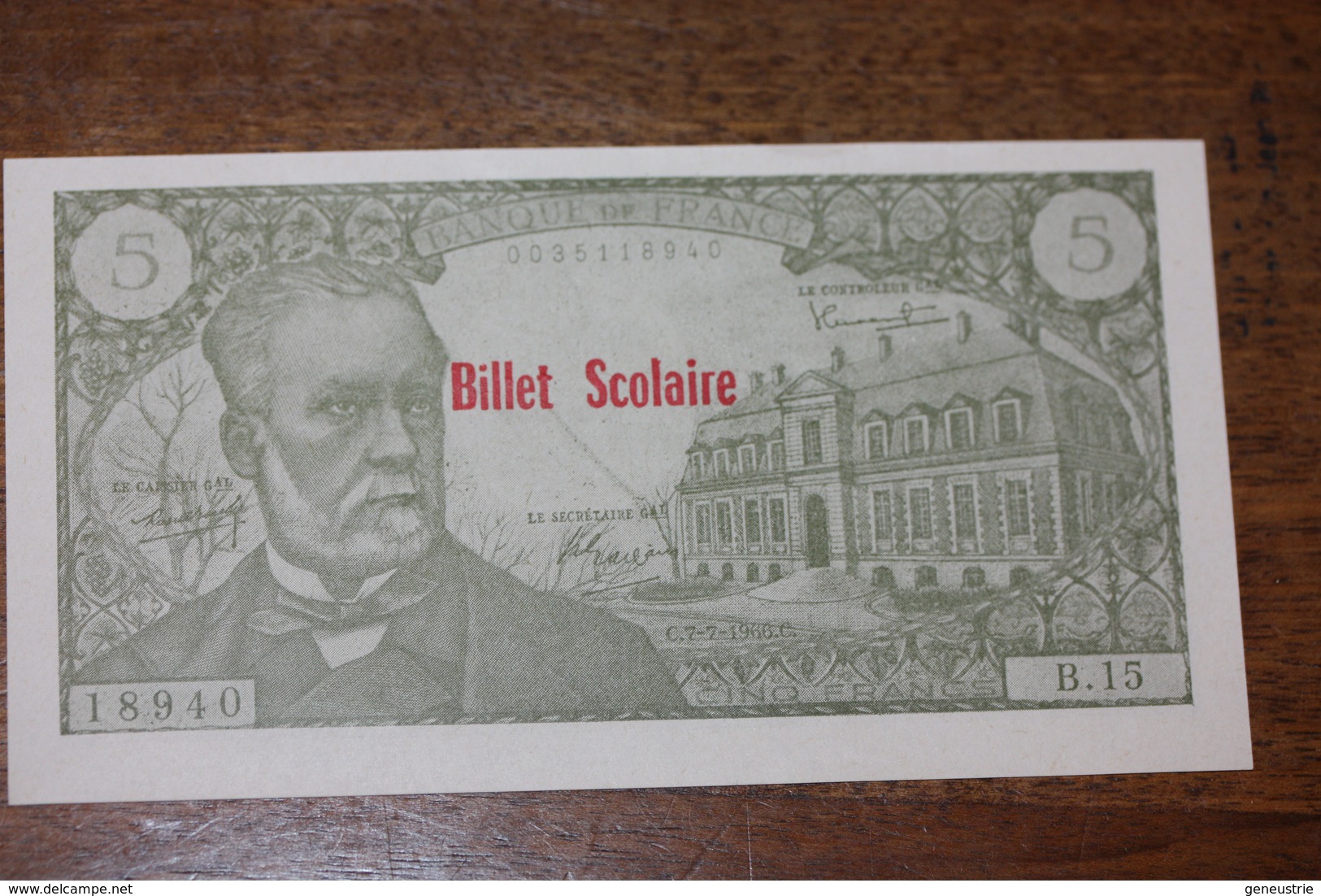 Série De 20 Billets Scolaires école + Pochette D'origine  500F Molière 100F Corneille 50F Racine 10F Voltaire 5F Pasteur - Fictifs & Spécimens