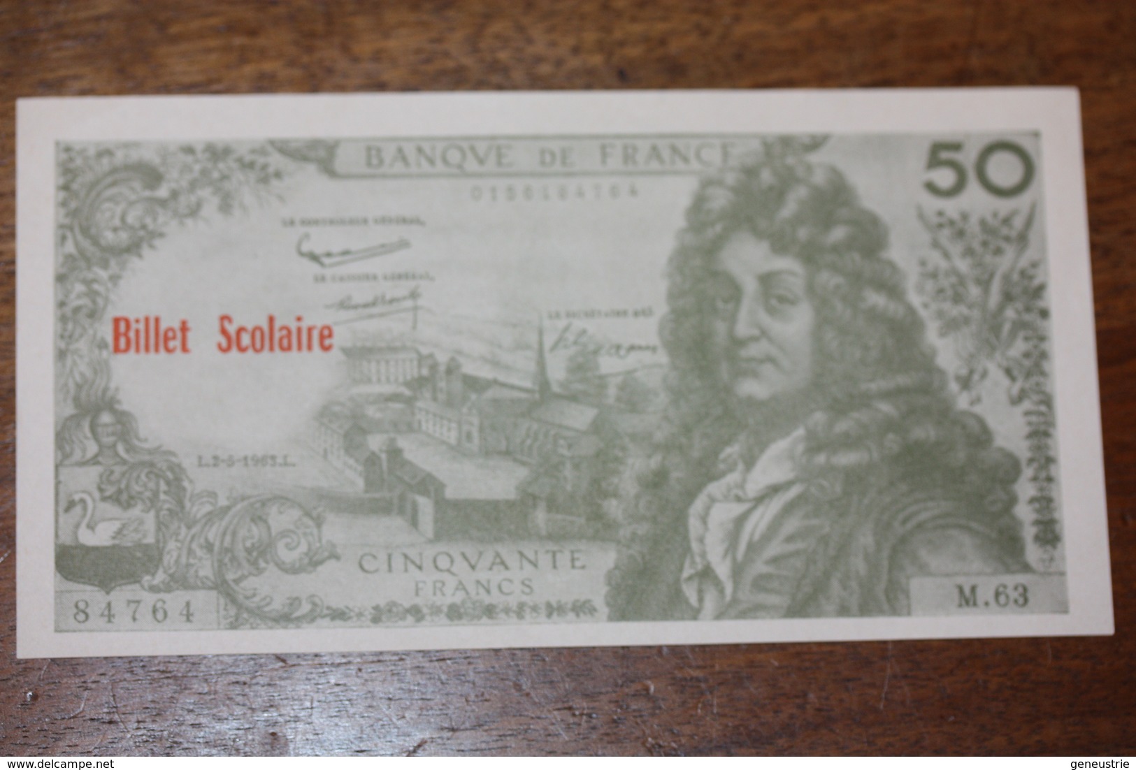 Série De 20 Billets Scolaires école + Pochette D'origine  500F Molière 100F Corneille 50F Racine 10F Voltaire 5F Pasteur - Fictifs & Spécimens