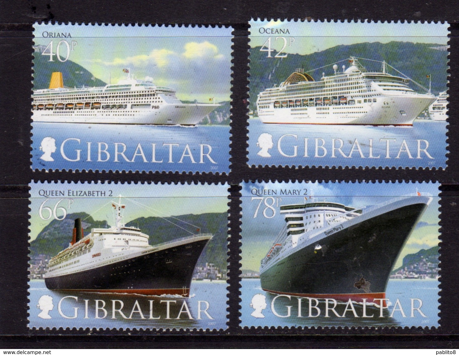 GIBRALTAR GIBILTERRA 2007 CRUISE SHIPS NAVI DA CROCIERA COMPLETE SET SERIE COMPLETA MNH - Gibilterra