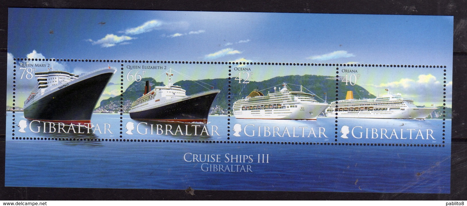 GIBRALTAR GIBILTERRA 2007 CRUISE SHIPS NAVI DA CROCIERA BLOCK SHEET BLOCCO FOGLIETTO BLOC FEUILLET MNH - Gibilterra