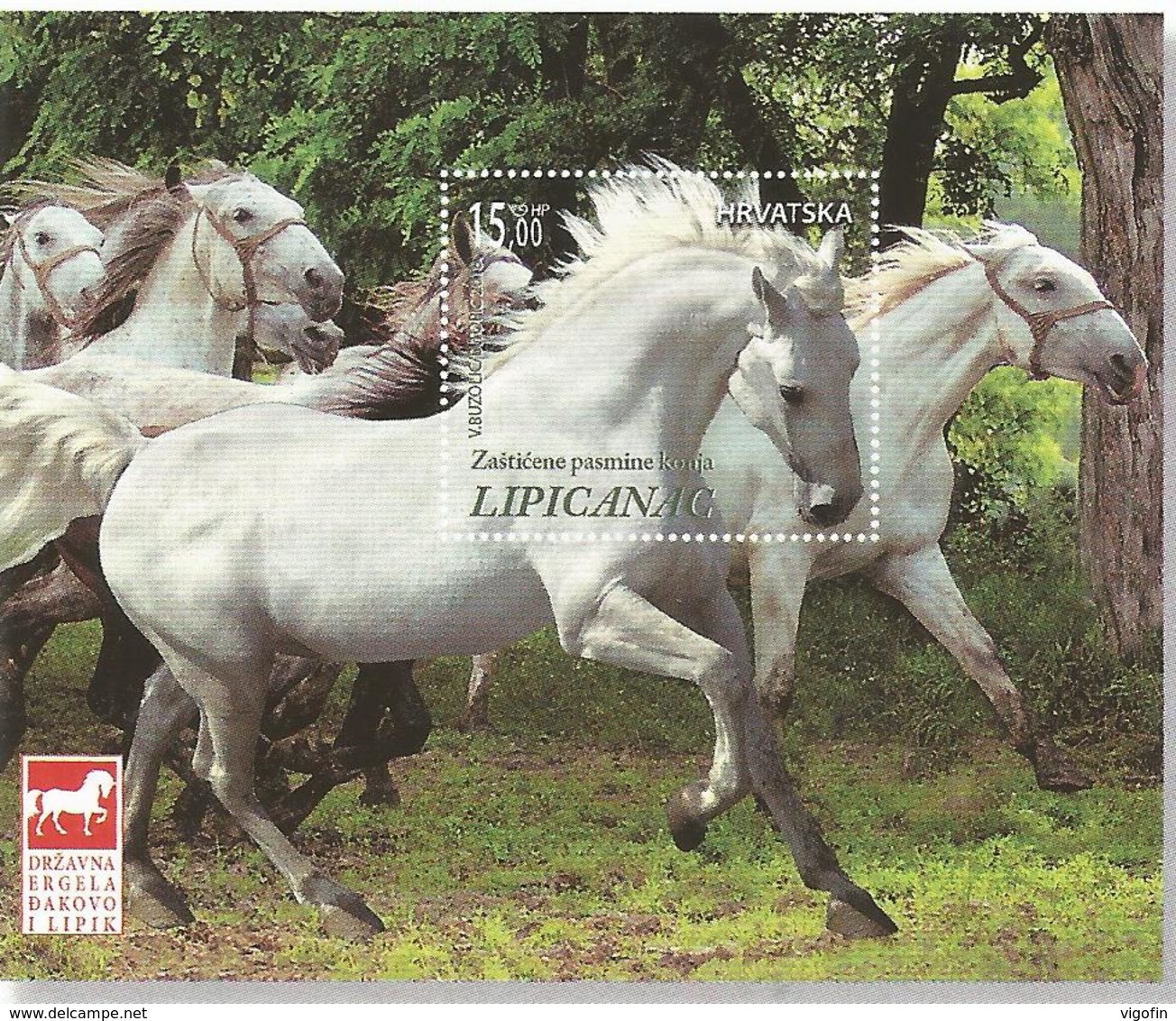 HR 2018-1345 HORSES LIPICANER, CROATIA HRVATSKA, S/S , MNH - Croatie