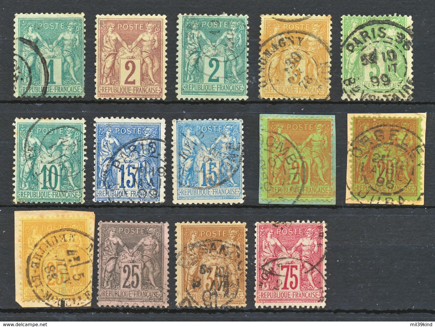 TIMBRE - FRANCE - 14 SAGES - 1876-1878 Sage (Type I)