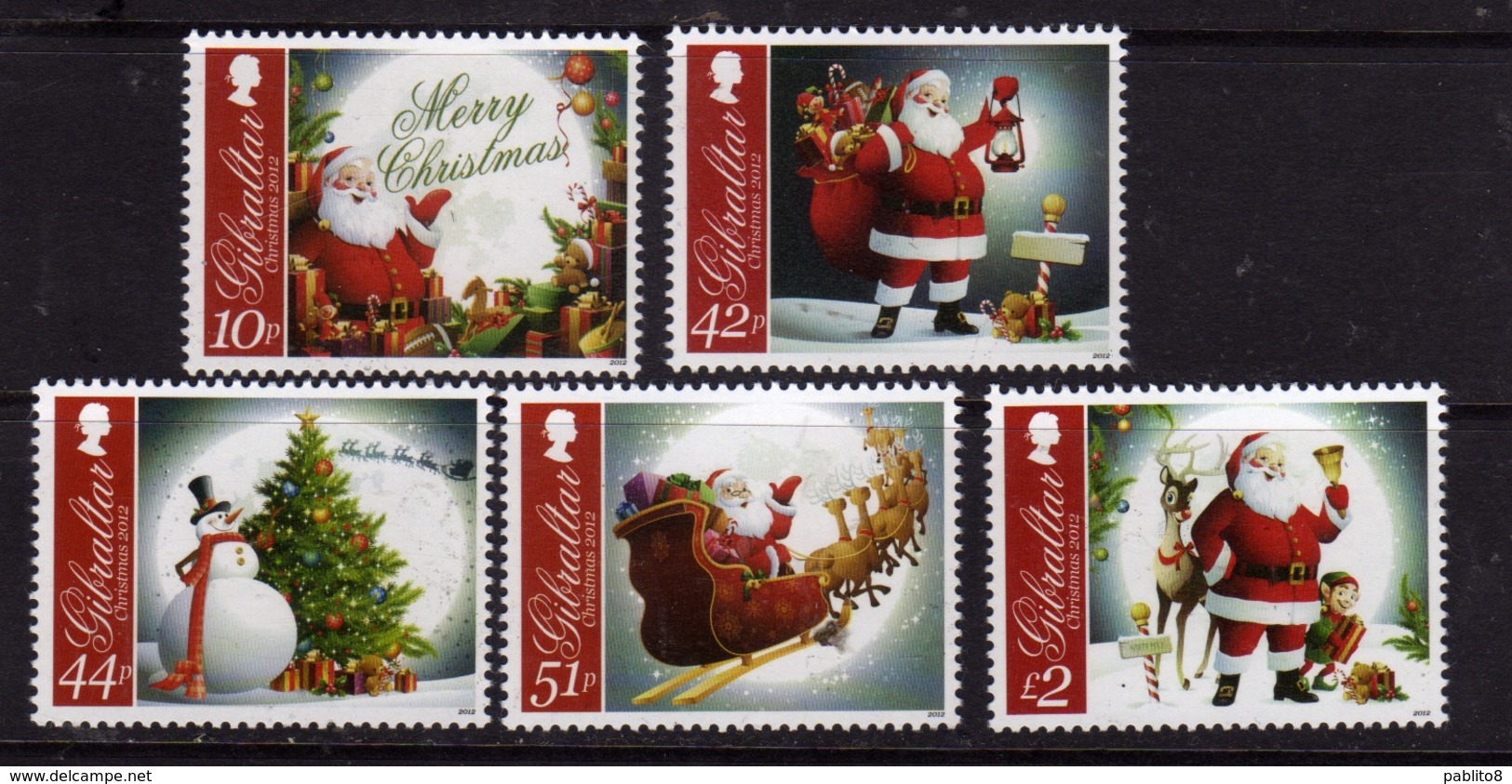 GIBRALTAR GIBILTERRA 2012 CHRISTMAS SANTA CLAUS NATALE BABBO NATALE PAPA NOEL SERIE COMPLETA COMPLETE SET MNH - Gibilterra