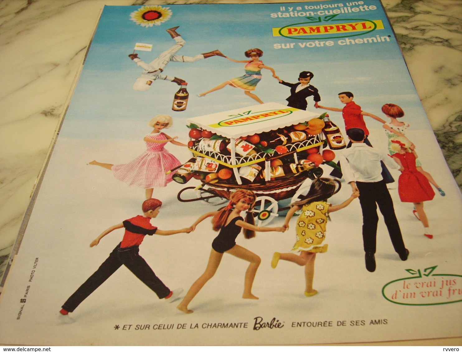 ANCIENNE PUBLICITE JUS DE FRUIT PAMPRYL ET BARBIE 1966 - Affiches