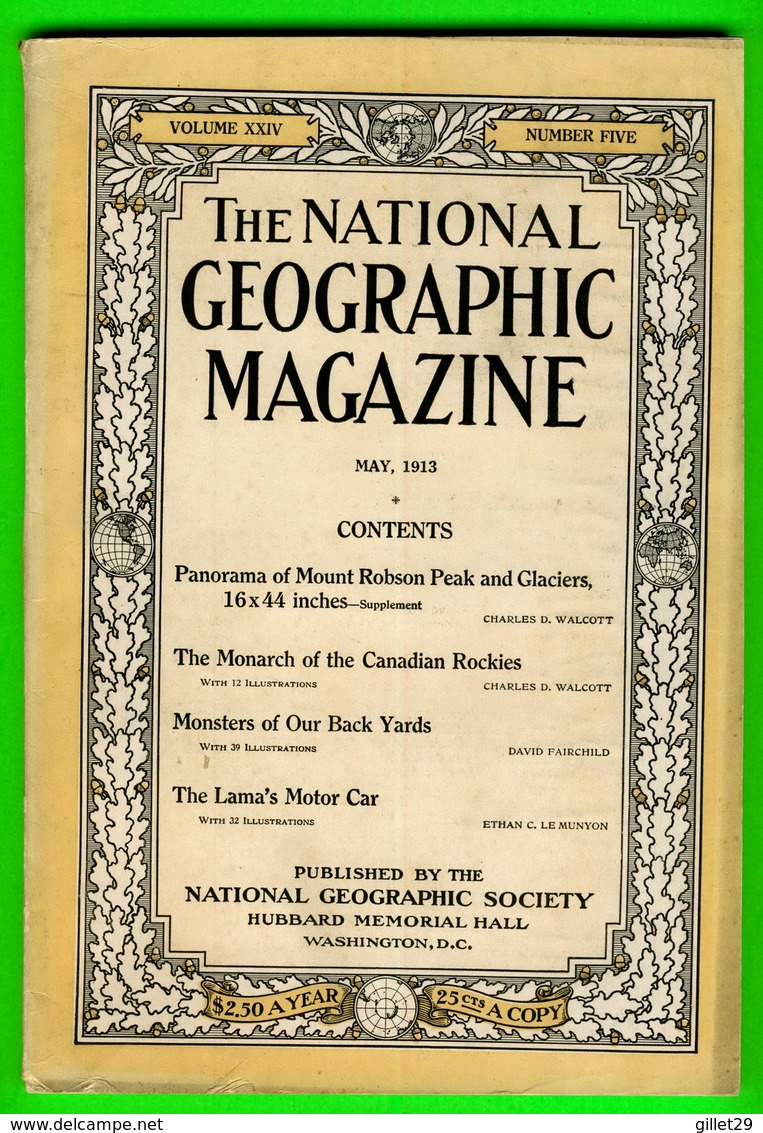 BOOKS - NATIONAL GEOGRAPHIC MAGAZINE - VOLUME XXIV, NUMBER FIVE, MAY, 1913 - - Geographie