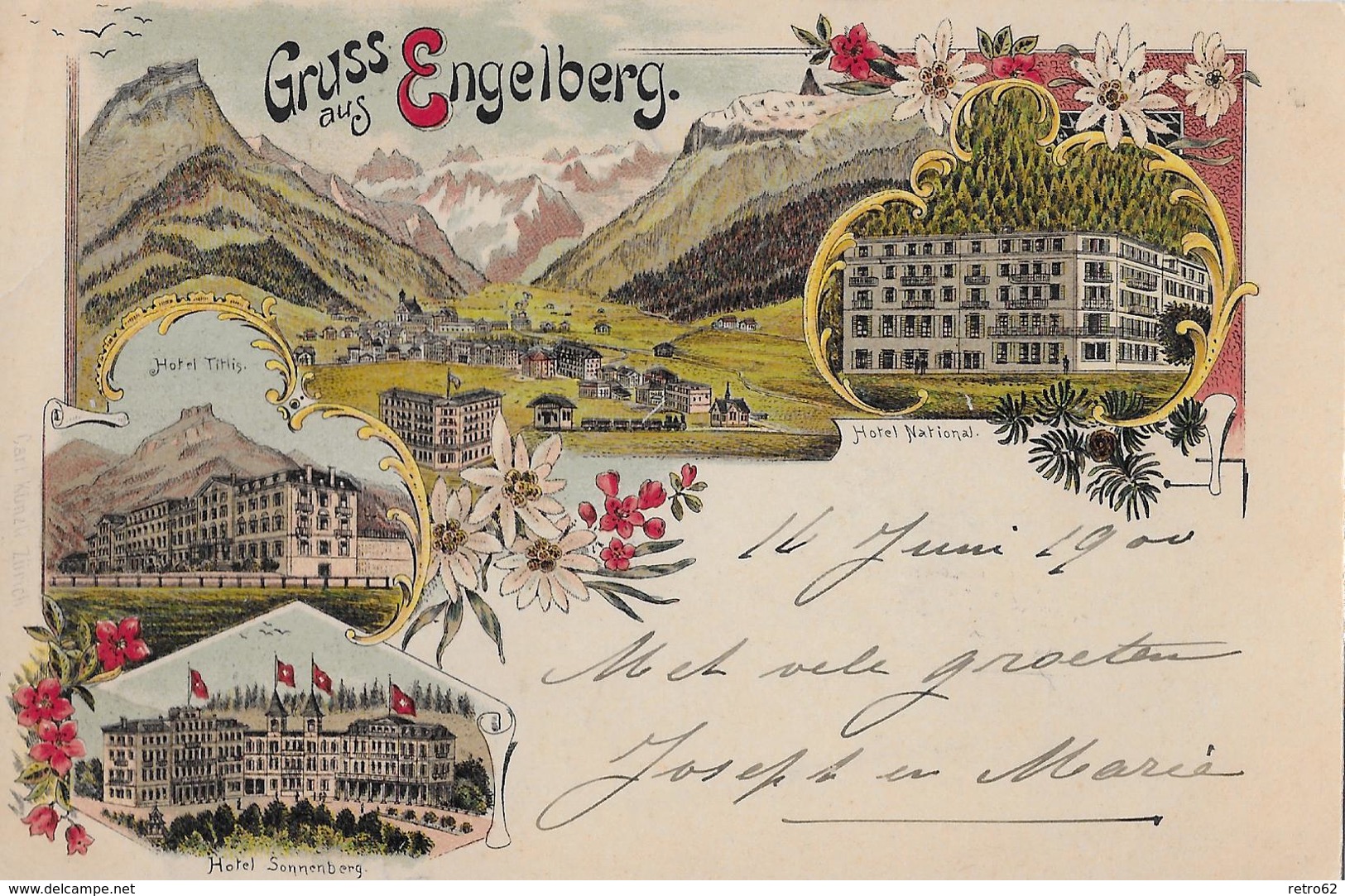 ENGELBERG → Gruss Aus Engelberg, Schöne Mehrbild-Litho Anno 1900 - Engelberg