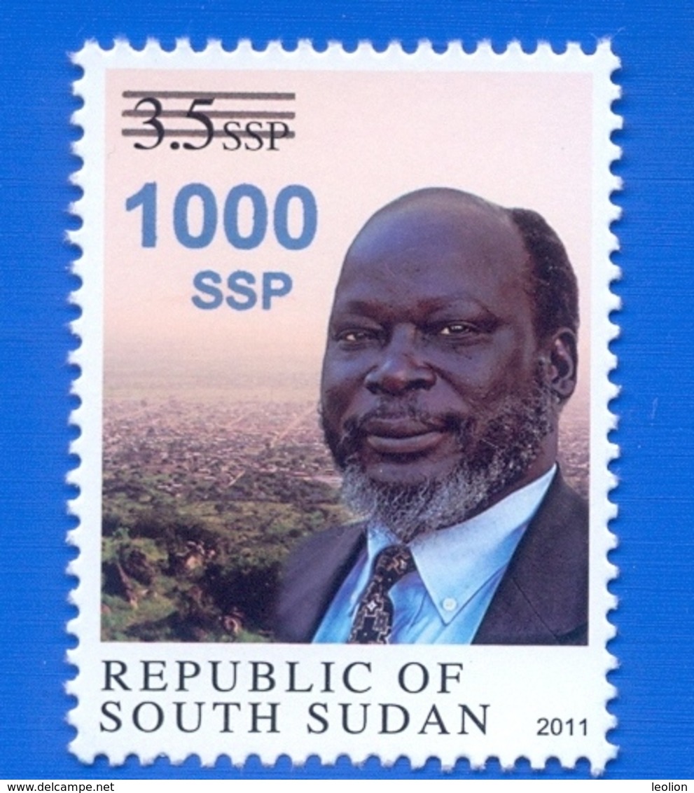 SOUTH SUDAN Unadopted Proof Overprint Stamp Jn Blue On 3.5 SSP Dr John Garang Südsudan Soudan Du Sud - Sud-Soudan