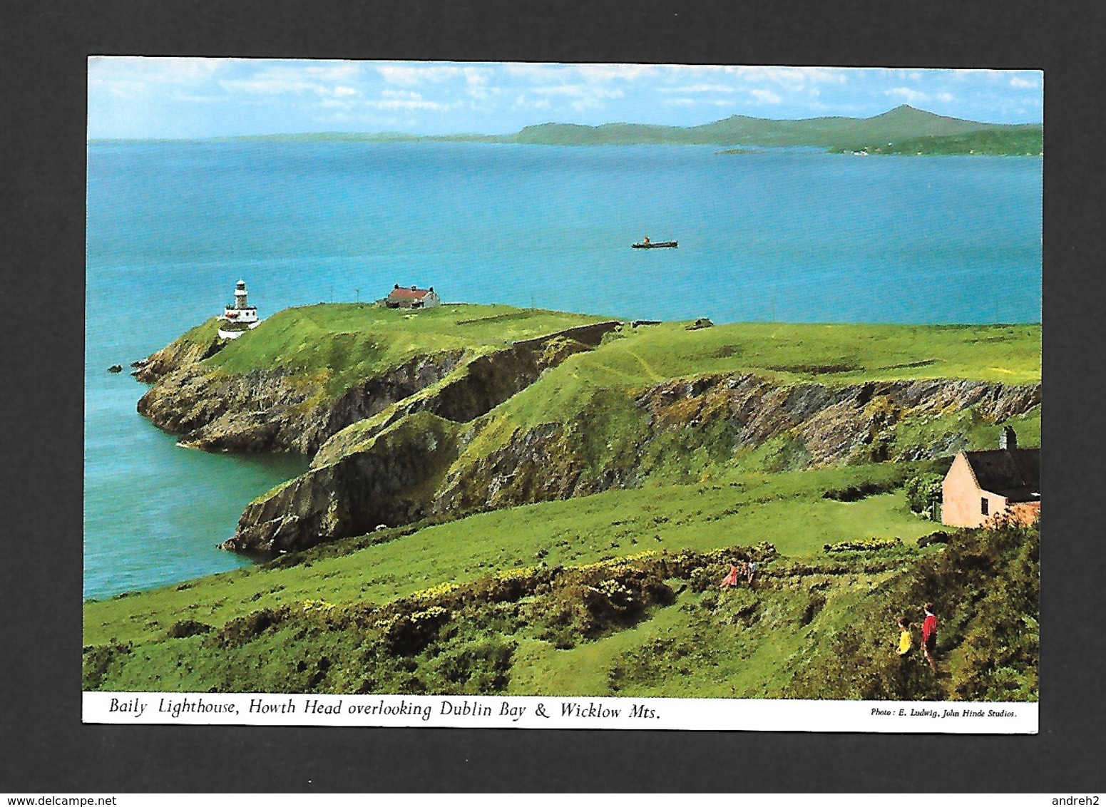 DUBLIN BAY & WICKLOW MTS. - IRELAND - BAILY LIGHTHOUSE HOWTH HEAD OVERLOOKING DUBLIN BAY -  PHOTO  JOHN HINDE STUDIOS - Dublin