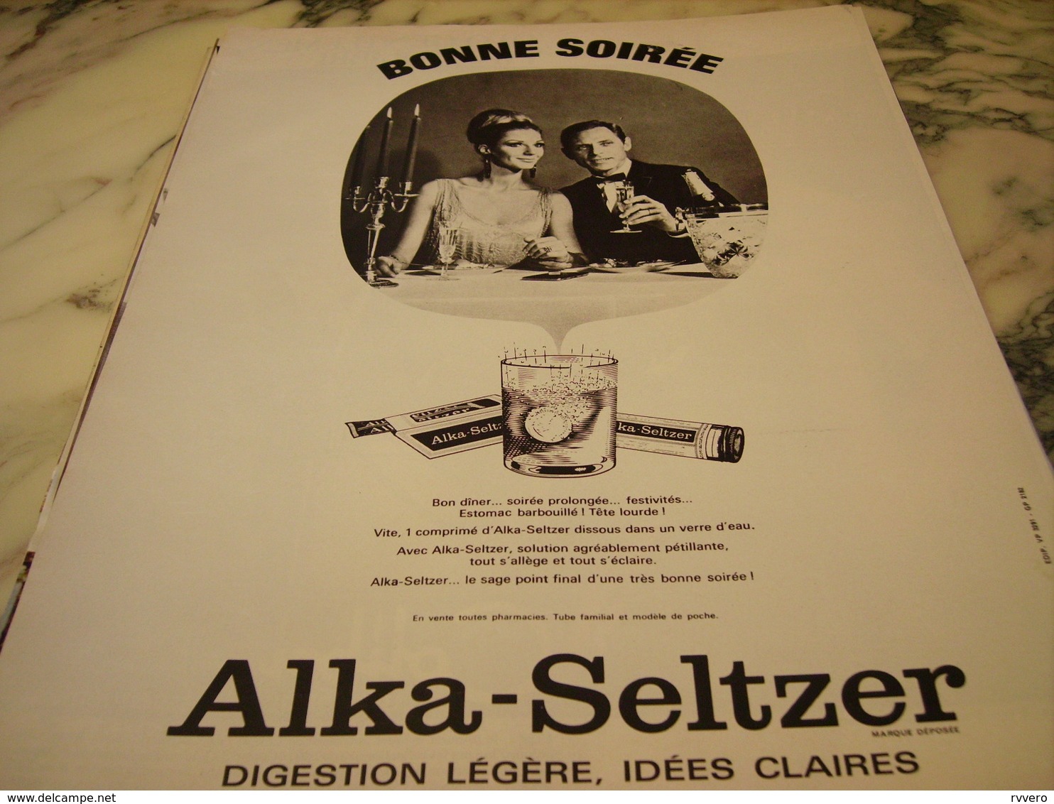 ANCIENNE PUBLICITE BONNE SOIREE AVEC ALKA SELTZRE 1966 - Autres & Non Classés