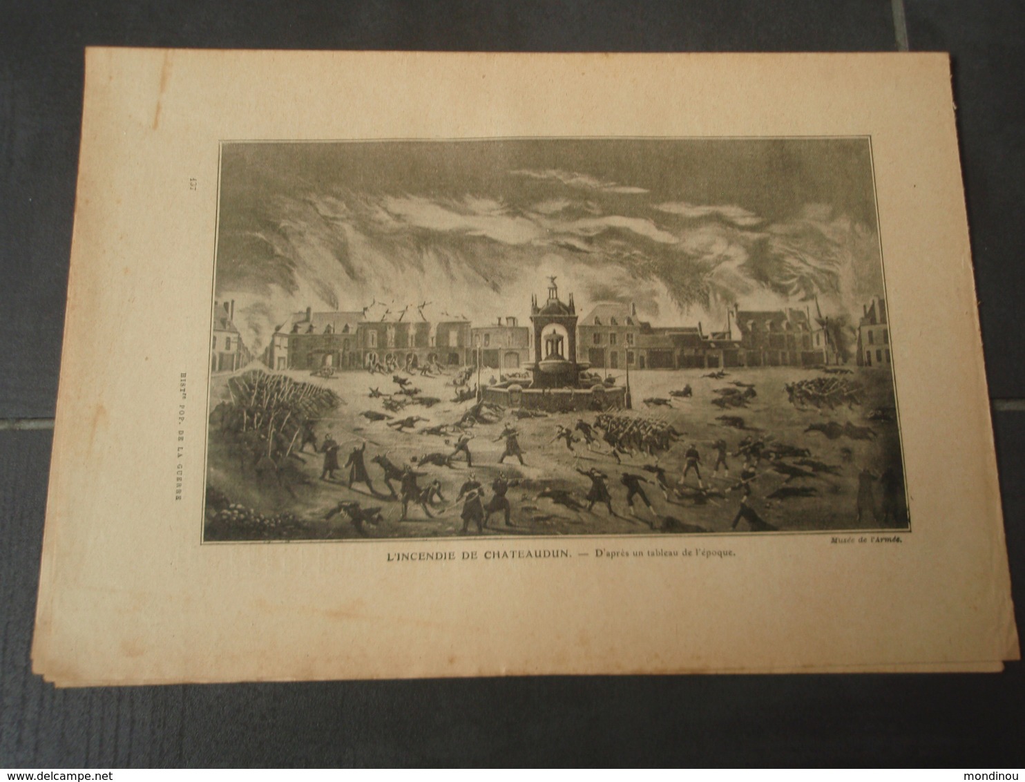 L'incendie De CHATEAUDUN Extrait De L'Histoire Populaire De La Guerre 1870/71 Tableau De L'époque - Autres & Non Classés