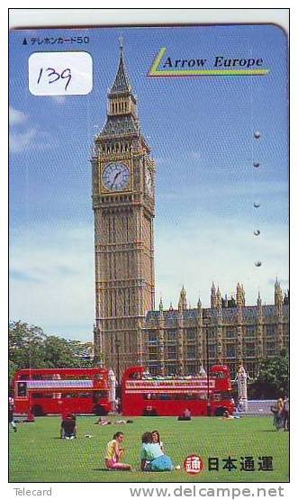 Télécarte Japon ANGLETERRE (139) GREAT BRITAIN Related - ENGLAND Phonecard Japan * BIG BEN * BUS * PARLIAMENT SQUARE - Paisajes