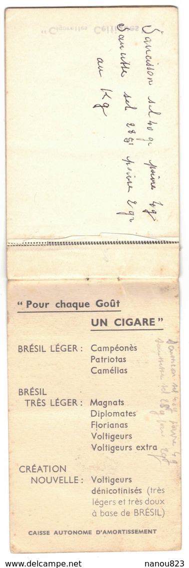 CARNET PENSE BETE PUBLICITAIRE CIGARETTES BALTO VOLTIGEURS DENICOTINISES SEITA CIGARE BRESIL TABACS NAJA ORIENT - Advertising