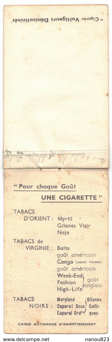 CARNET PENSE BETE PUBLICITAIRE CIGARETTES BALTO VOLTIGEURS DENICOTINISES SEITA CIGARE BRESIL TABACS NAJA ORIENT - Advertising