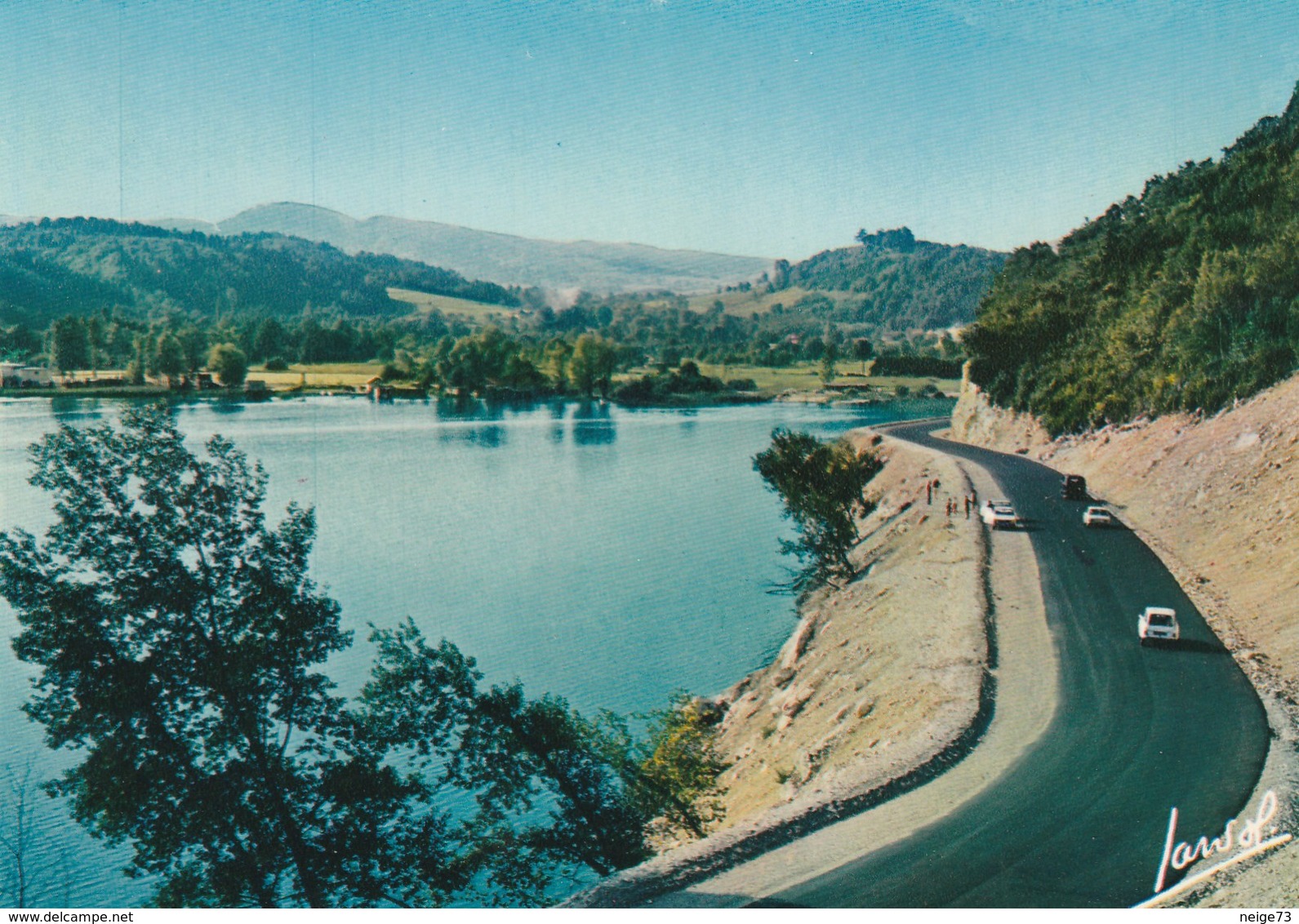 Carte Postale Des Années 70 De Savoie - Le Lac D'Aiguebelette - La Nouvelle Route Du Tour Du Lac , Vers Nances - Autres & Non Classés