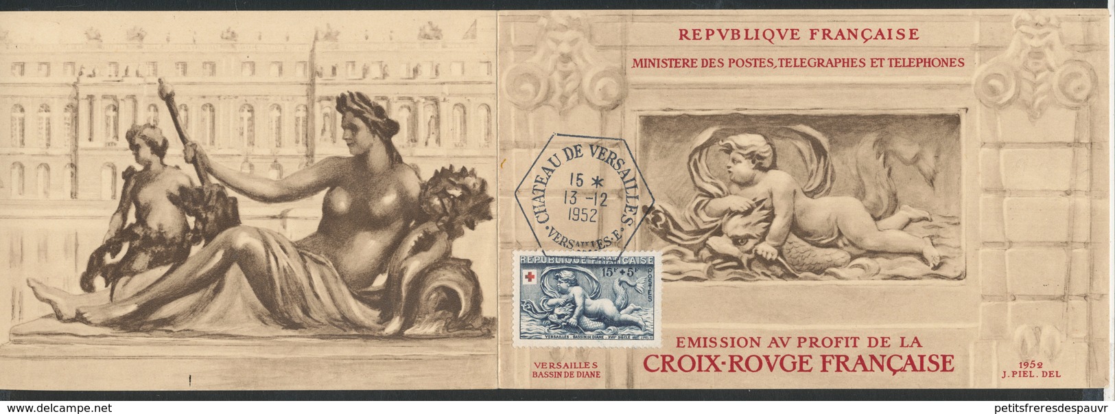 FRANCE 1952 Carnet Croix-Rouge N° 2001 ** Neuf Sans Charnière MNH Couverture Avec YT 938a Oblitérée Versailles 13/12/52 - Croix Rouge