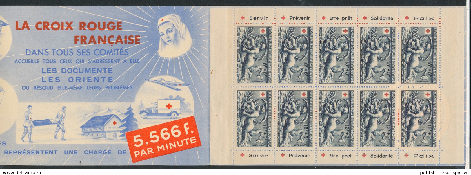 FRANCE 1952 Carnet Croix-Rouge N° 2001 ** Neuf Sans Charnière MNH Couverture Avec YT 938a Oblitérée Versailles 13/12/52 - Croix Rouge