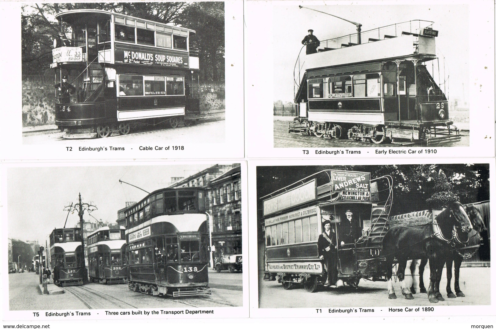 31552. Lote 6 Postales, Post Card EDINBURGH's TRAMS. Red Tranvias REPRO T1-6 - Midlothian/ Edinburgh