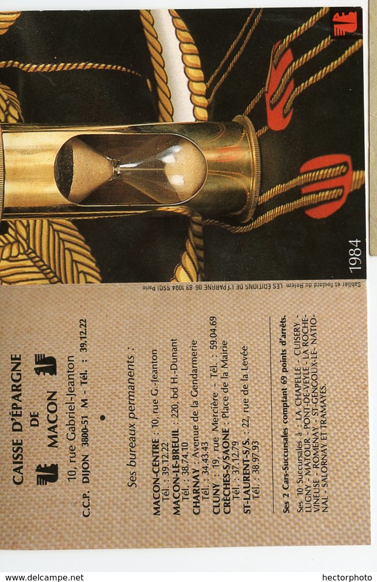 1984 Caisse D'epargne De MACON Calendrier Ecureuil Sablier Et Foulard Belem - Petit Format : 1981-90