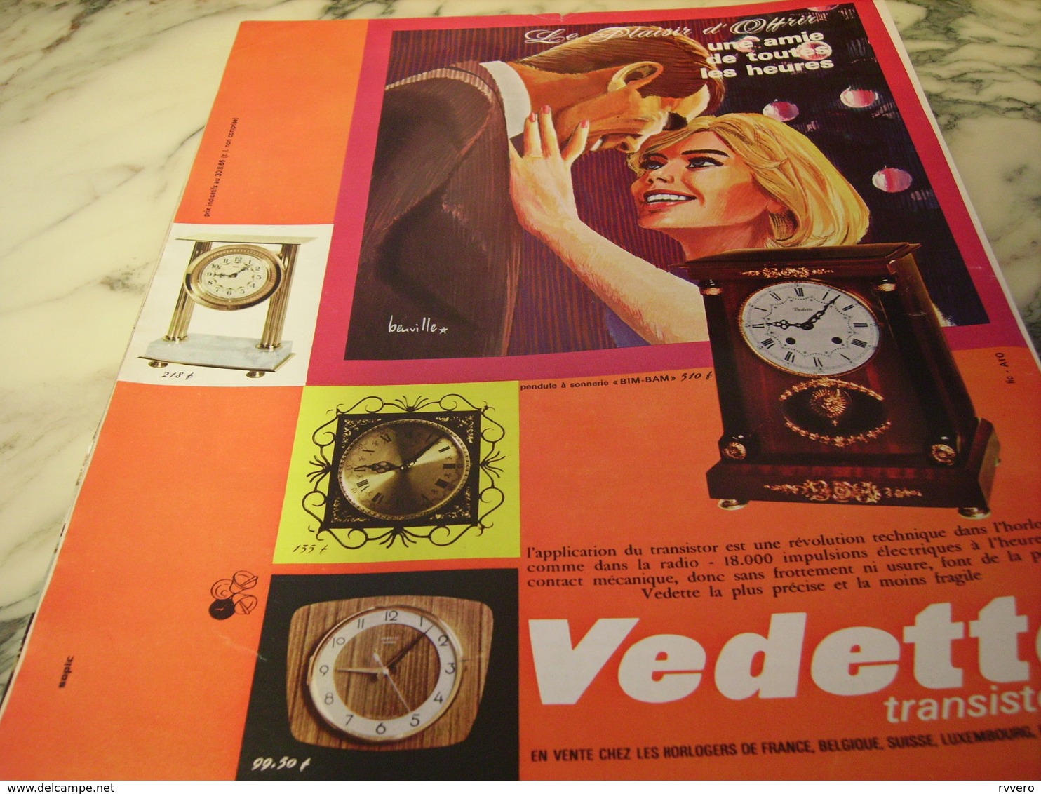 ANCIENNE PUBLICITE HORLOGE VEDETTE 1966 - Autres & Non Classés