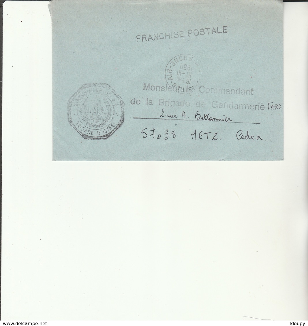 L 3 -  Enveloppe Gendarmerie De L'Air ISTRES      Avec Cachet ISTRES       AIR - Cachets Militaires A Partir De 1900 (hors Guerres)