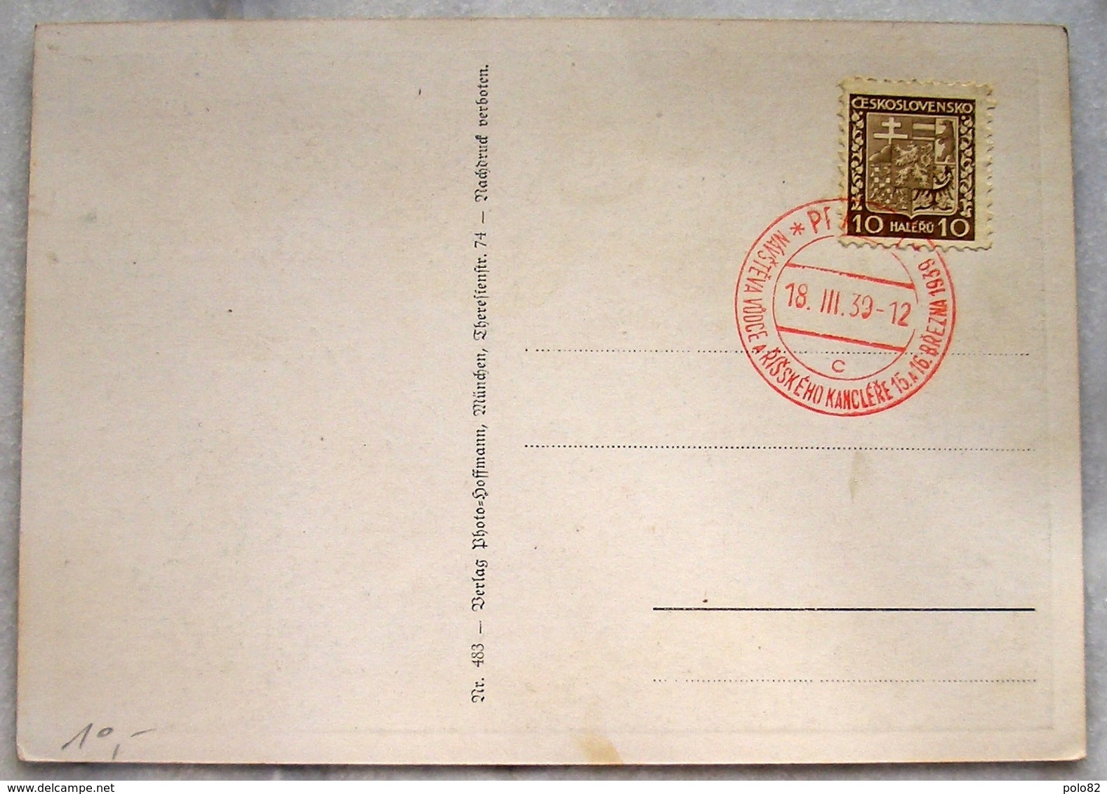 Postkarte Sonderkarte Reichskanzler Adolf Hitler 1939 - Briefe U. Dokumente