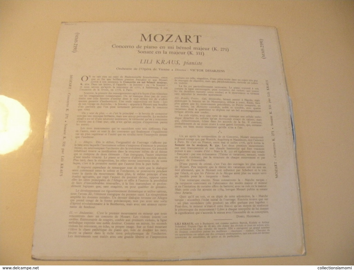 Lili Kraus Joue Mozart -(Titres Sur Photos)- Vinyle 33 T LP - Klassik