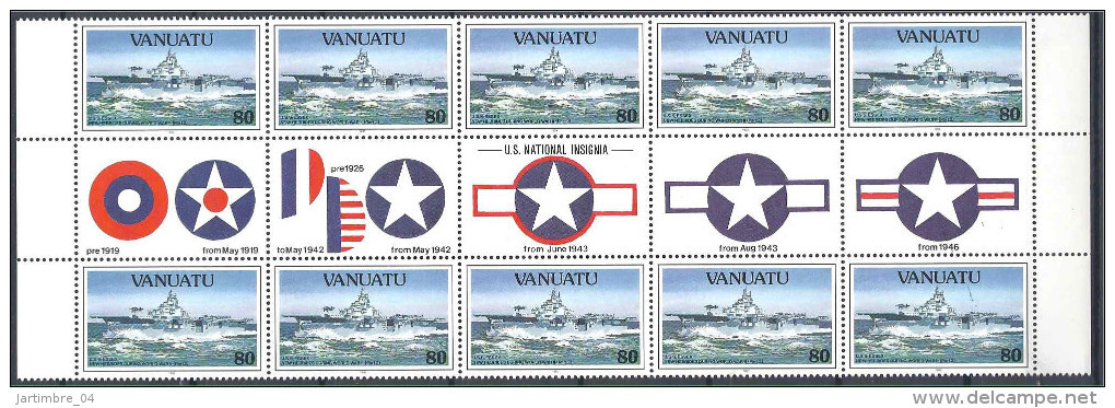 1993 VANUATU 914 ** Bateaux, Issus De Série, Bloc De 10, Avec Vignettes - Vanuatu (1980-...)