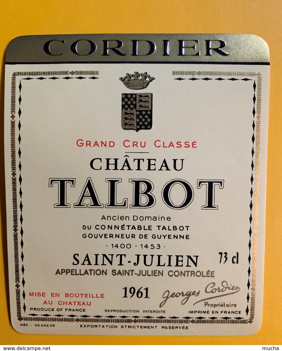 9973 - Château Talbot 1961 Saint-Julien - Bordeaux