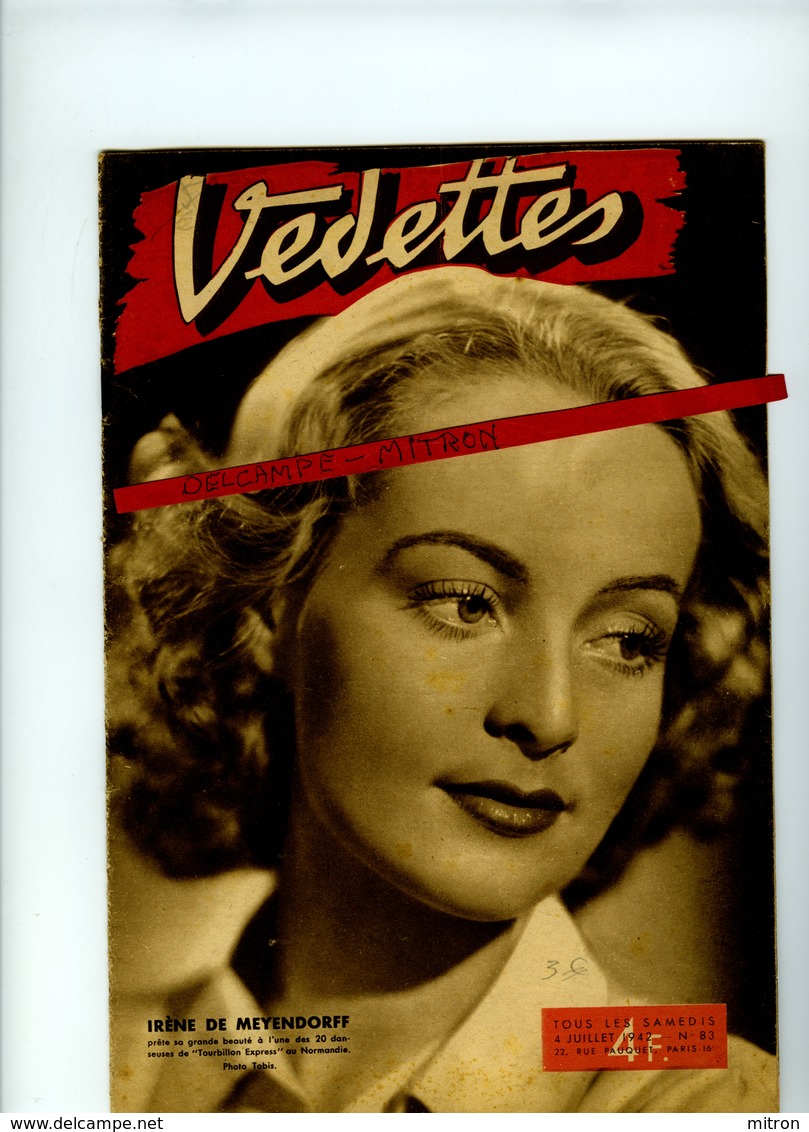 VEDETTES-No 83 Du 4 Juillet 1942Madeleine SOLOGNE, L'Ambassade Du Music-hall,Lys Gauty,Fréhel, Souplex Etc..., à Berlin - Cinéma/Télévision