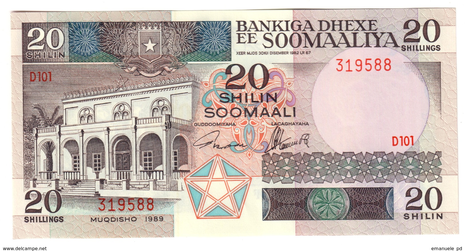 Somalia 20 Shilling 1989 UNC - Somalia