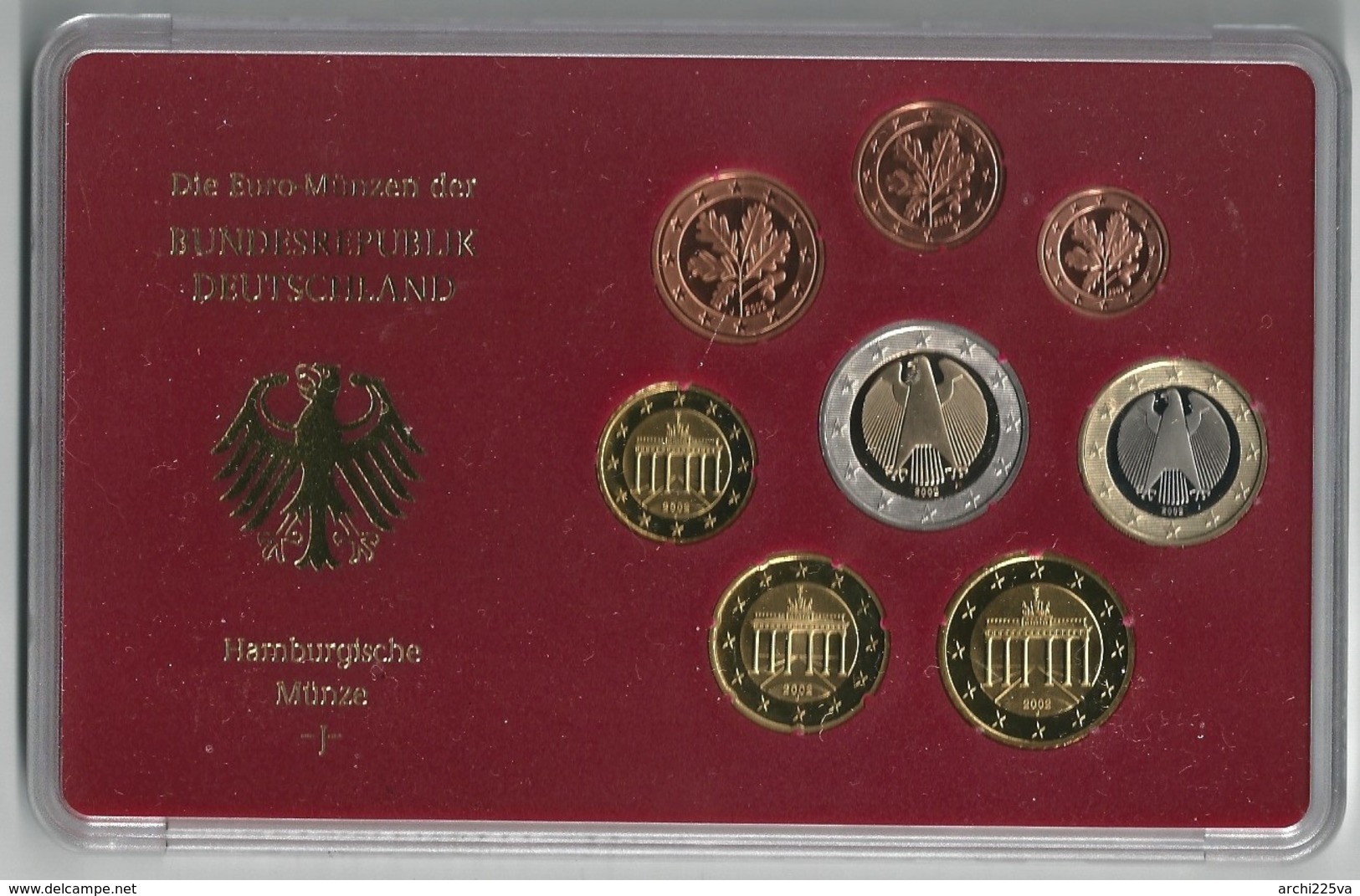 GERMANIA 2002 - 5 ZECCHE - A D F G J - DIVISIONALE FDC / FS  - N.° 8 Pezzi In Euro X 5 - Confezioni Originali (16 Foto) - Germania