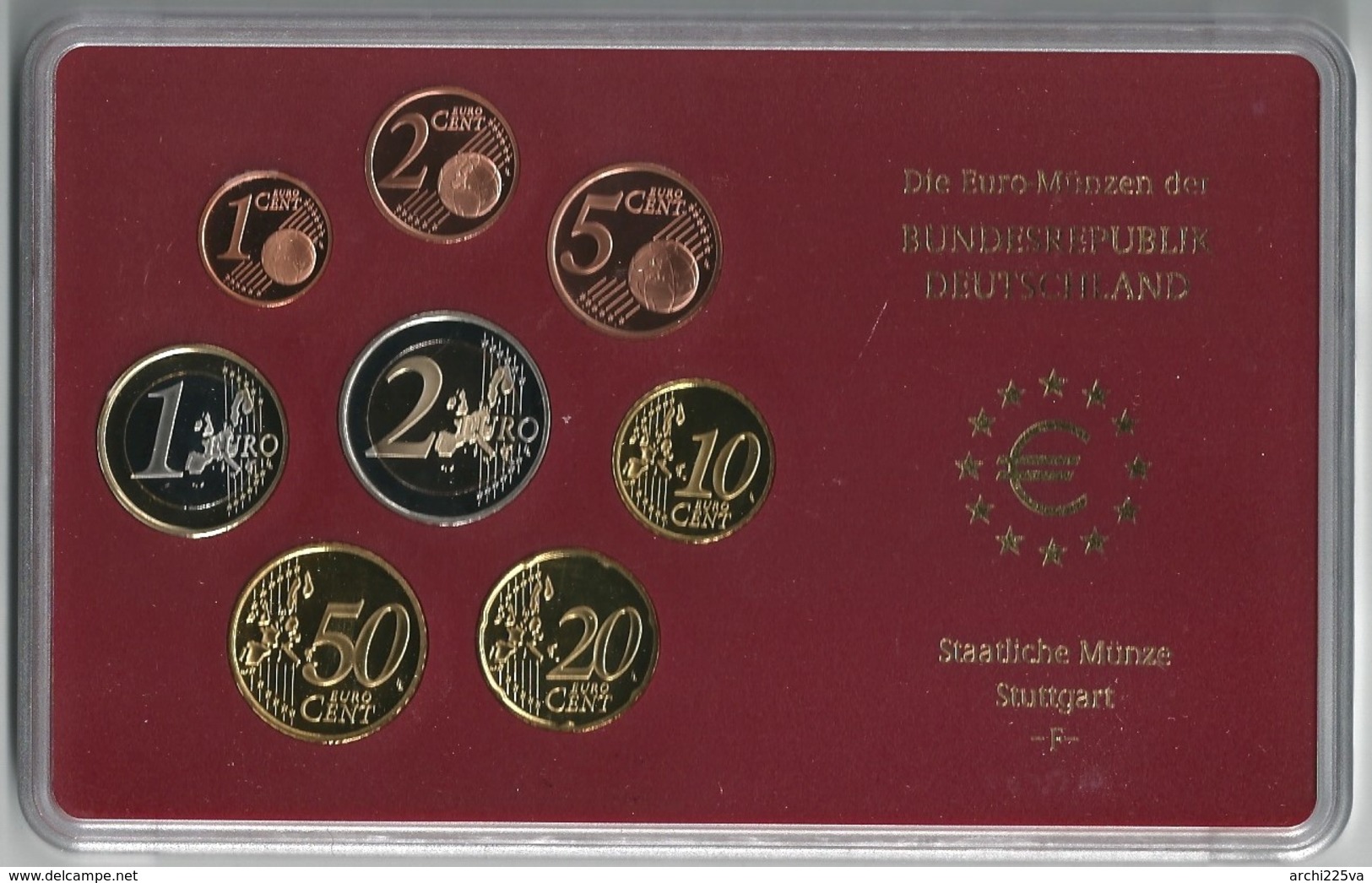 GERMANIA 2002 - 5 ZECCHE - A D F G J - DIVISIONALE FDC / FS  - n.° 8 pezzi in euro x 5 - confezioni originali (16 foto)