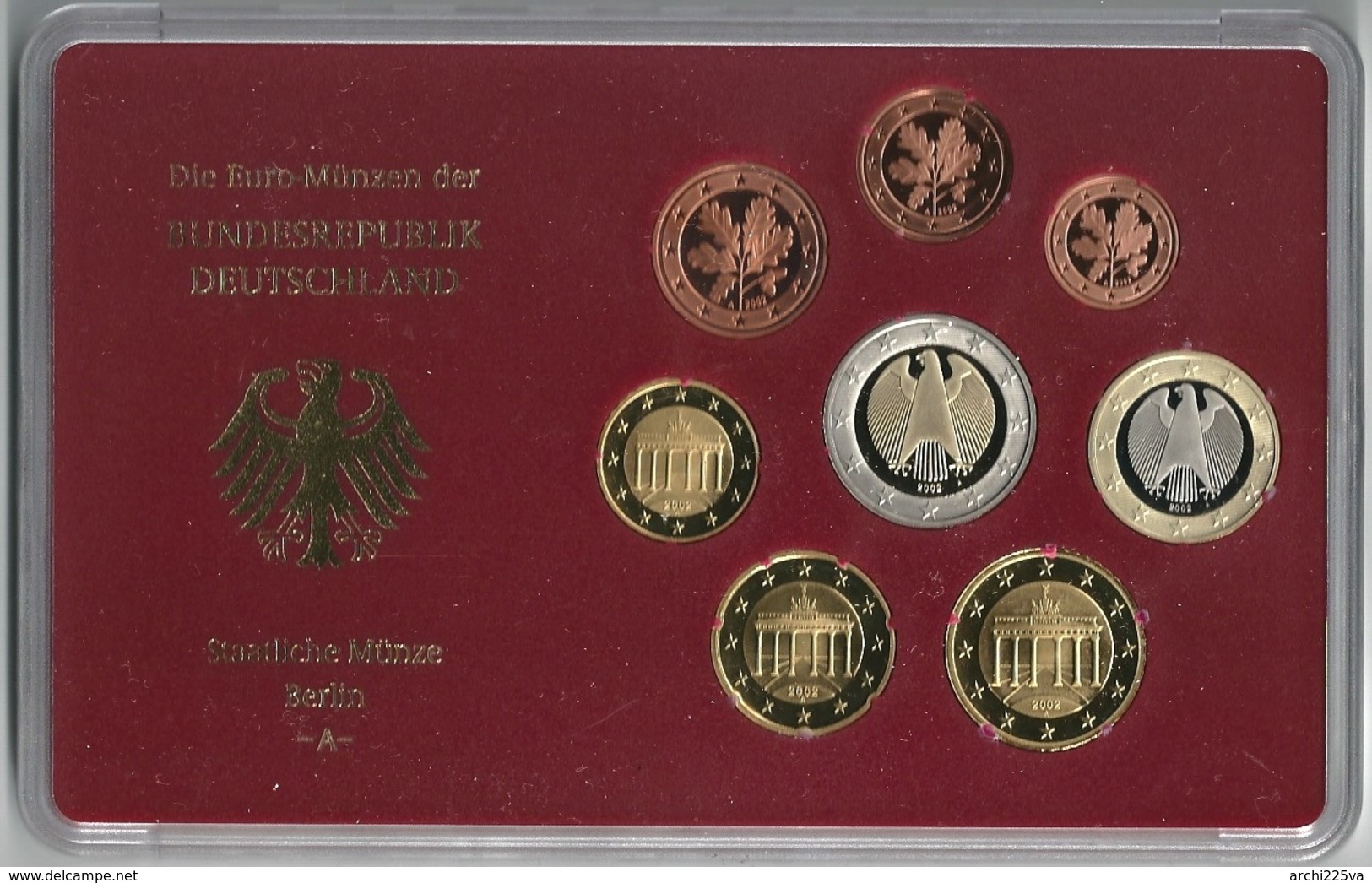 GERMANIA 2002 - 5 ZECCHE - A D F G J - DIVISIONALE FDC / FS  - n.° 8 pezzi in euro x 5 - confezioni originali (16 foto)