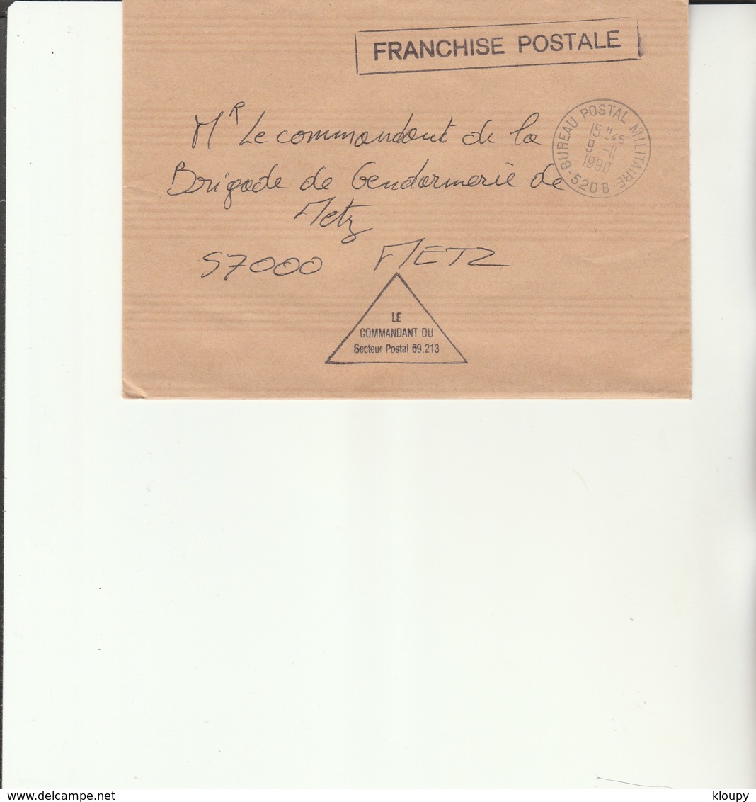 L 3 -  Enveloppe SP 69213 Avec Cachet  BPM N° 520 B (FFA) - Cachets Militaires A Partir De 1900 (hors Guerres)