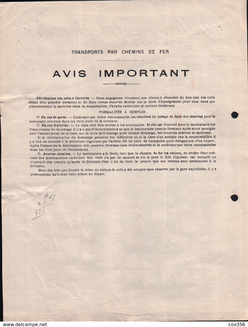 FACTURE Etablissements BOURDON à GUEURES  . Pour Mr GRESSENT  ÉPICIER à AUFFAY 1926 - Droguerie & Parfumerie