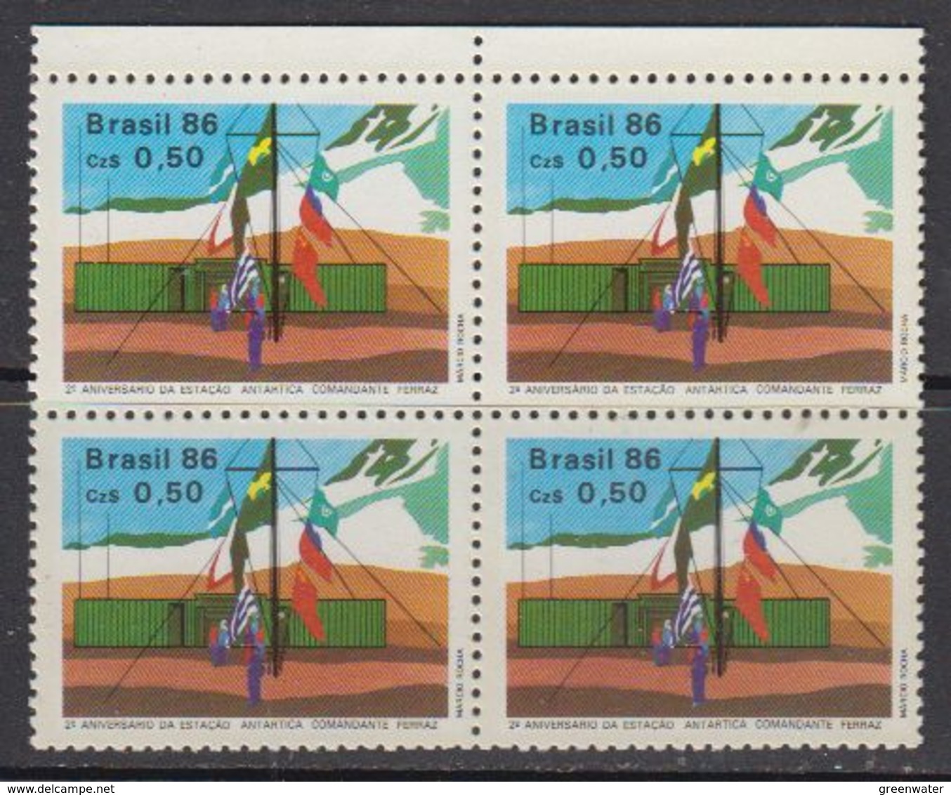 Brazil 1986 Antarctica 1v Bl Of 4 ** Mnh (41808D) - Ongebruikt