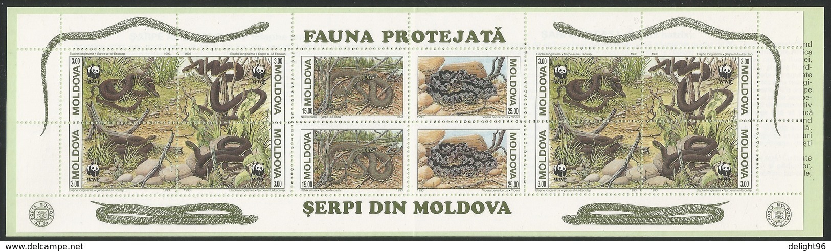 1993 Moldova WWF Snakes Booklet (** / MNH / UMM) - Ongebruikt