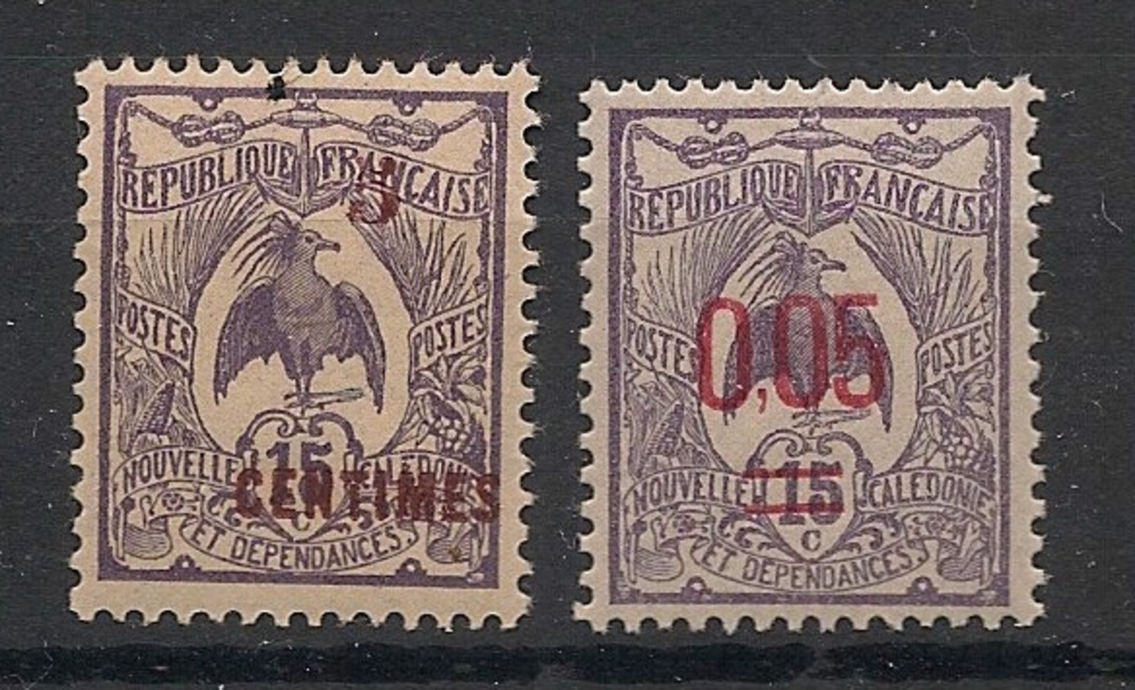 Nouvelle Calédonie - 1918-22 - N°Yv. 113 Et 126 - 2 Valeurs Cagou 15c Surchargées - Neuf Luxe ** / MNH / Postfrisch - Unused Stamps