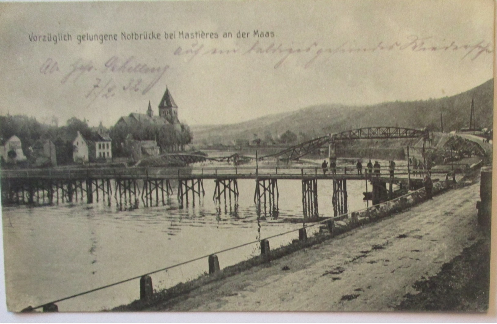 Frankreich Mastieres An Der Maas, Notbrücke, Feldpost 1916 Nach Alzey (64343) - Weltkrieg 1914-18