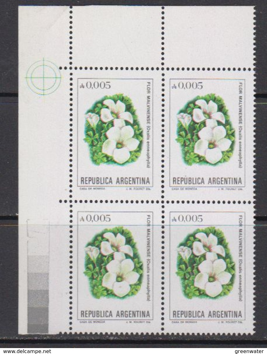 Argentina 1982 Flor Malvinas / Flowers Of The Falkland Islands 1v Bl Of 4 (corner) ** Mnh (41808G) - Ongebruikt