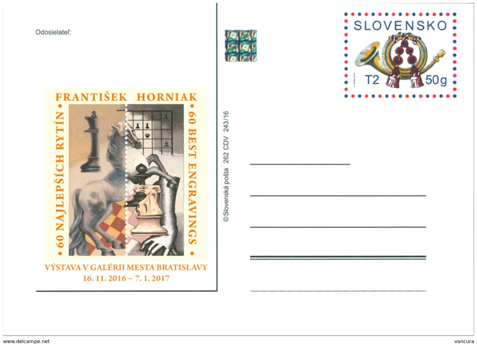 CDV 262 Slovakia Best Engravings Of Fr. Horniak - Ester Simerova-Martincekova, Chess Composition 2016 Horse - Scacchi