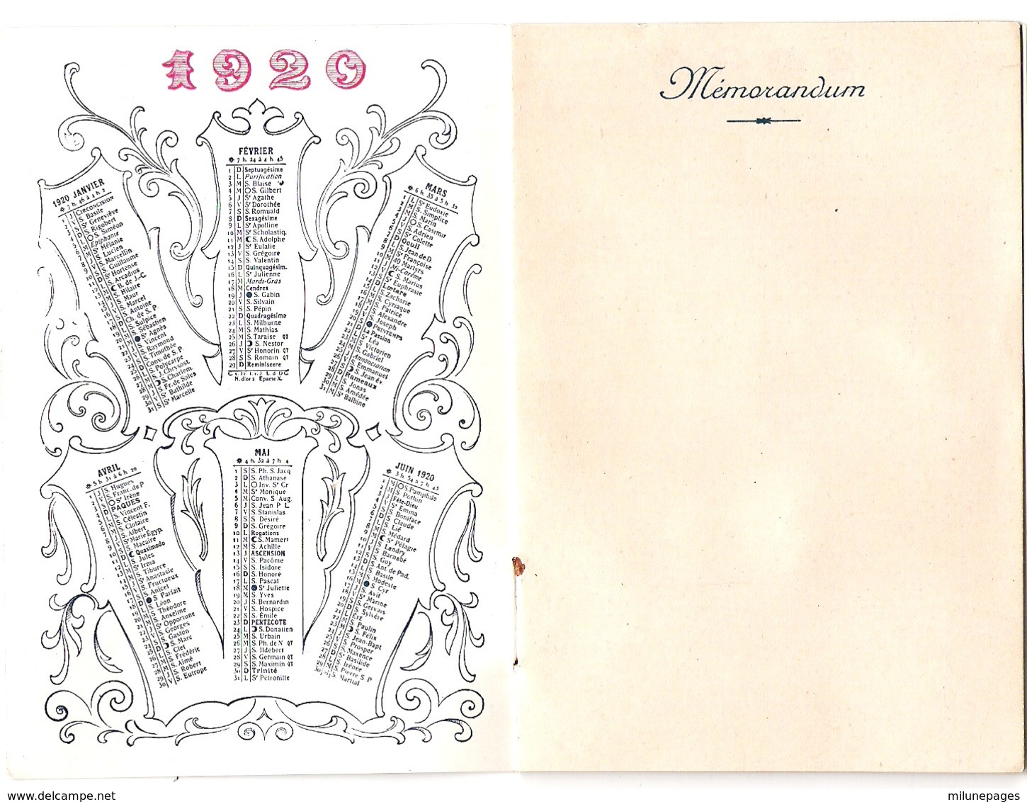 Superbe Carnet Calendrier 1920 Du Grand Bazar De Lyon Illustration Leroy Les 2 Amis Salon De Paris 1919 - Kleinformat : 1901-20