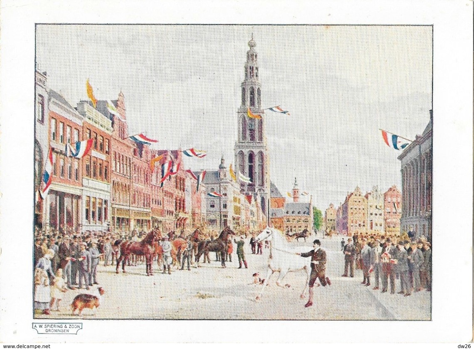 Viering Van 28 Augustus Te Groningen, Reproductie Van De Schilderij Van Otto Eerelman - Philatelistendag 1935 - Groningen