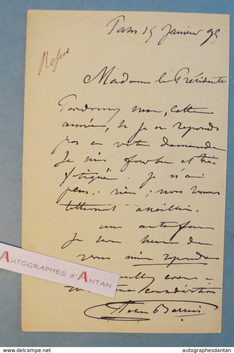 L.A.S 1899 Félix-Joseph BARRIAS - Peintre & Illustrateur - Lettre Autographe Paris LAS - Autres & Non Classés