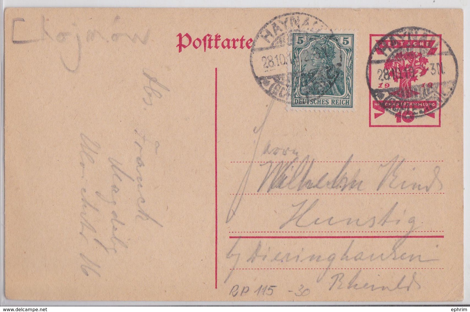 HAYNAU POLEN SCHLESIEN POSTKARTE CHOJNOW POLSKA 1919 - Silésie