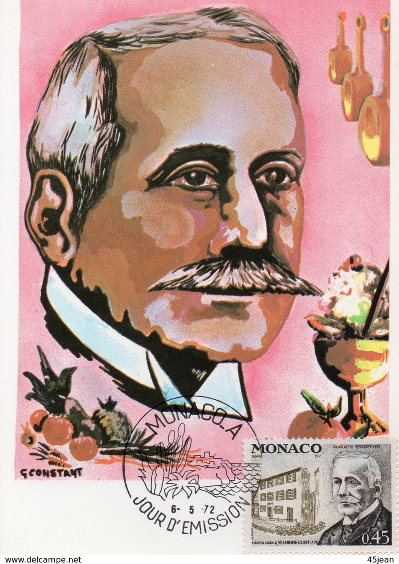 Monaco 1972  Belle CM Auguste Escoffier 02548 - Maximum Cards