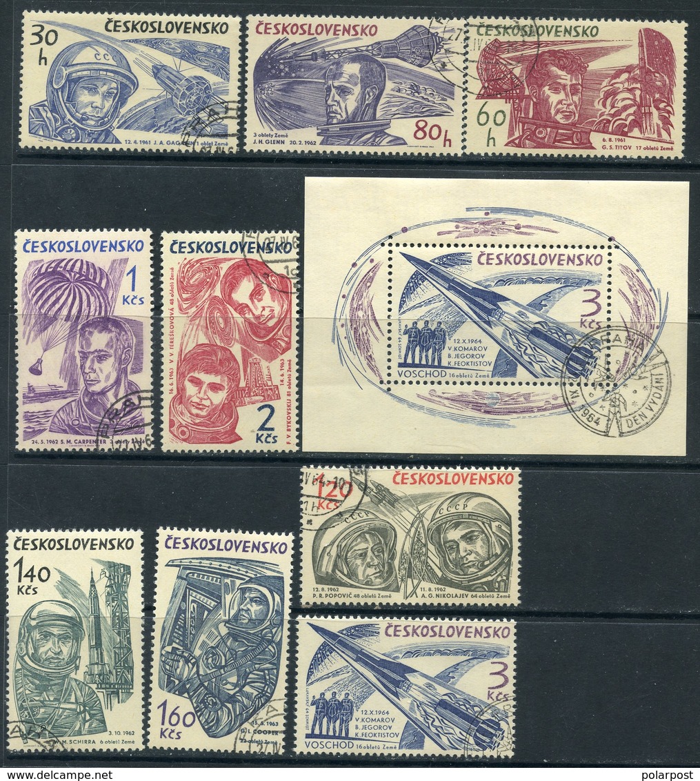 Y85 Czechoslovakia 1964 1463-1470 + BL.21 Space Exploration. Gagarin. Titov. Bykovsky. Tereshkova - Europe